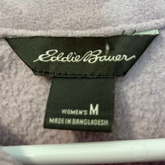 Eddie Bauer Pink Leopard Print Fleece Quarter Zip Pullover size Medium - Picture 2 of 3